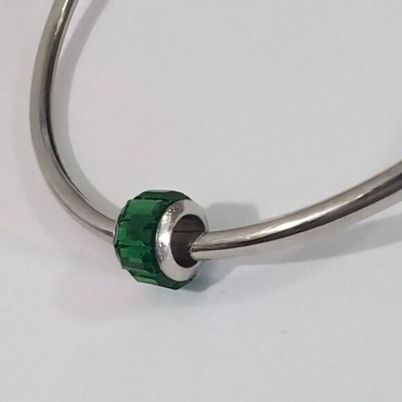 Silver Green Crystals Charm for Pandora‎ Style Bracelet - Picture 1 of 4